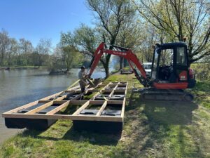 steigerdrijvers onder een terras opbouw