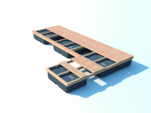 L steiger balken en vlonderplanken