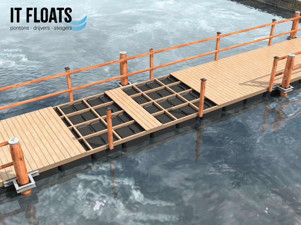 drijvende brug met drijvers